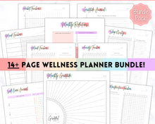 Load image into Gallery viewer, Self Care Planner &amp; Wellness Journal BUNDLE! Printable Selfcare Tracker, Checklist, Health Planner, Wellbeing, Mindfulness, Worksheet Kit | Pastel Rainbow
