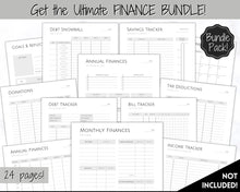 Load image into Gallery viewer, Subscription Tracker Printable, Expense Tracker, Budget Planner, Monthly Membership Log, Annual Bill Organizer, Finance, Planner Binder | Monochrome
