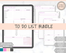 Load image into Gallery viewer, To do List EDITABLE, Productivity Planner Checklist. Printable with Goal Planner, Weekly, daily Excel, Daily To Do list Agenda. Student - Purple
