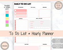 Load image into Gallery viewer, To do List Printable, Hourly Planner Checklist. Undated Weekly + daily planner, Goal Planner, A5 Inserts, Daily To Do list &amp; Agenda, Student - Pink
