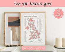 Load image into Gallery viewer, UK Sales Map, Business Postcode Sales Map, Color in Map, Etsy Sales Tracker, Post Code, Printable Sales Map, Coloring Sheet, PNG Procreate
