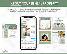 Load image into Gallery viewer, VRBO Template for Instagram! Editable Social Media Posts, Canva, Airbnb, Super host signs, Signage, Air bnb Vacation Rental, Welcome Book | Lovelo Green

