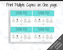 Load image into Gallery viewer, Vinyl Decal Thank You Business Card Instructions, BUNDLE Printable Decal Application Order Card, DIY Sticker Seller Packaging Label | Teal
