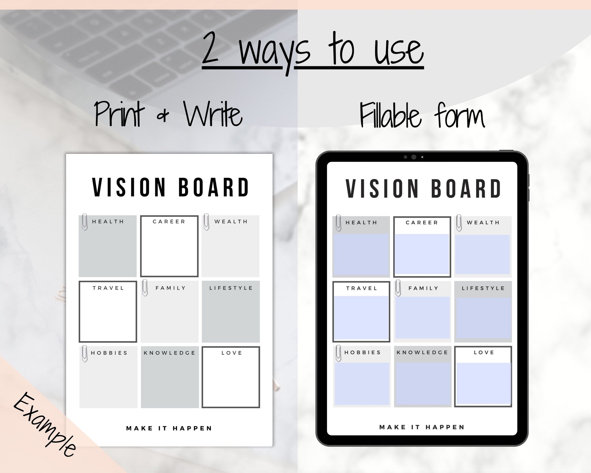 Vision Board & Goal Planner Affirmation Printables | Aqua