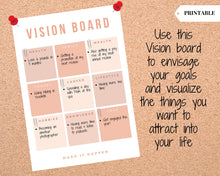 Load image into Gallery viewer, Vision Board Printables, Goal Planner Affirmation, Manifestation Law of Attraction Wall Art Poster, Digital Initiative Tracker, Positive Kit | Nude
