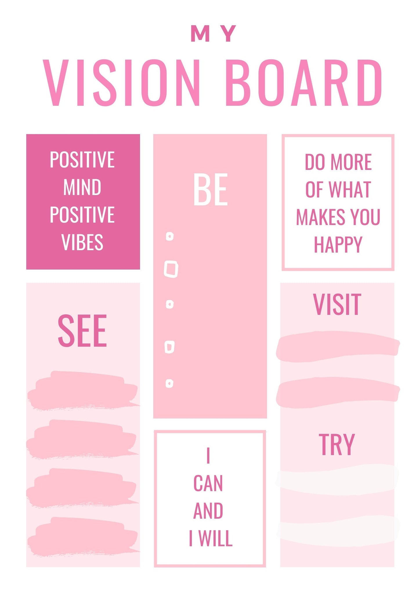 Printable Vision Board Kit, Vision Board Template, Digital Vision
