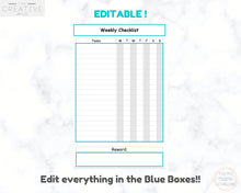 Load image into Gallery viewer, Weekly CHECKLIST | EDITABLE Chore Chart | COLORFUL | Childrens Weekly checklist | Productivity | Reward Chart | Fun | To Do List | Kids |
