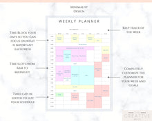 Load image into Gallery viewer, Weekly Hourly Planner Undated Printable. Editable To Do list Notebook, Weekly Kit, Productivity Planner Pad, Goal Student Planner A5 Inserts - Style 3
