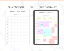 Load image into Gallery viewer, Weekly Hourly Planner Undated Printable. Editable To Do list Notebook, Weekly Kit, Productivity Planner Pad, Goal Student Planner A5 Inserts - Style 3
