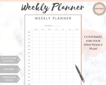 Load image into Gallery viewer, Weekly Hourly Planner Undated Printable. Editable To Do list Notebook, Weekly Kit, Productivity Planner Pad, Goal Student Planner A5 Inserts - Style 3
