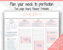 Load image into Gallery viewer, Weekly Planner Printable, Hourly Planner, Week on 2 pages WO2P, Weekly Schedule, Undated Planner, 2021 Weekly Organizer, To Do List - Coral Scrawl
