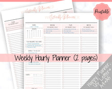 Load image into Gallery viewer, Weekly Planner Printable, Hourly Planner, Week on 2 pages WO2P, Weekly Schedule, Undated Planner, 2021 Weekly Organizer, To Do List - Coral Scrawl
